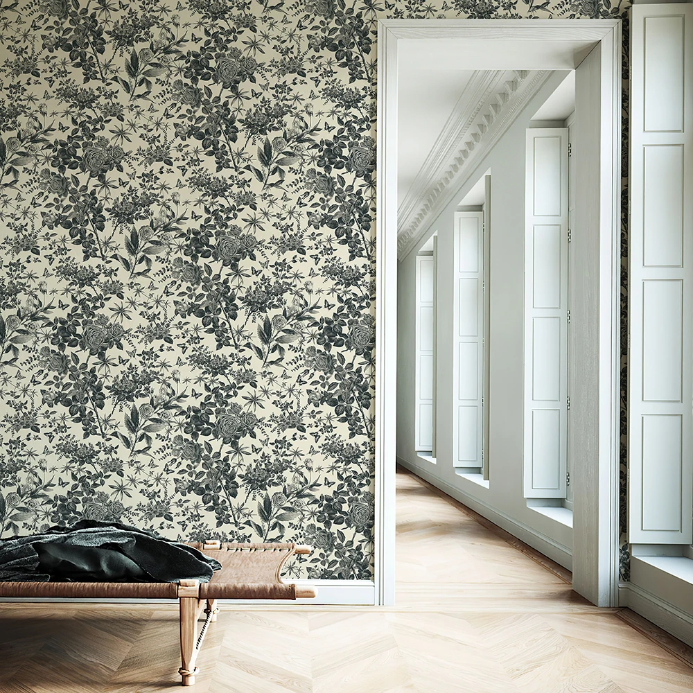 ورق حائط ذاتي اللصق على شكل زهرة ريترو مقاوم للاهتراء وقابل للإزالة لتزيين المنزل ورق حائط مقاوم للماء وقابل للتقشير واللصق