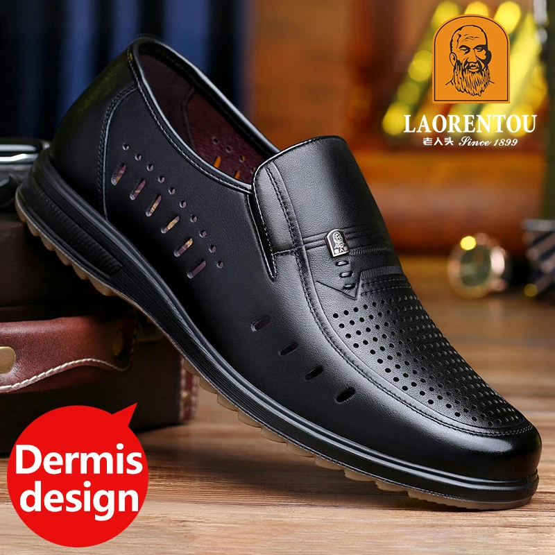 

Сандалии LAORENTOU 21267n из натуральной кожи, дышащие Нескользящие, с перфорированной подошвой из бычьего сухожилия