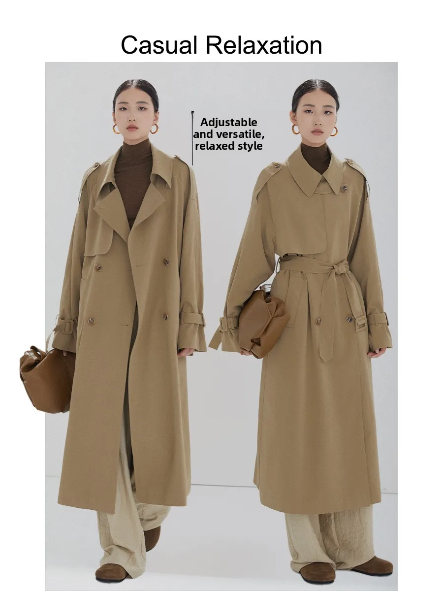 

Классическое длинное пальто в британском ретро-стиле, ветровка, верхняя одежда, эстетичное, прямого кроя, для повседневной носки, женское пальто