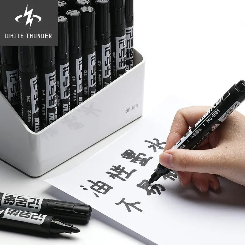 10pcs/lot 2mm Thick Pen Tip Permanent Paint Marker Pen Oily Waterproof Black Pen For Tyre Markers Quick Drying Signature Pen