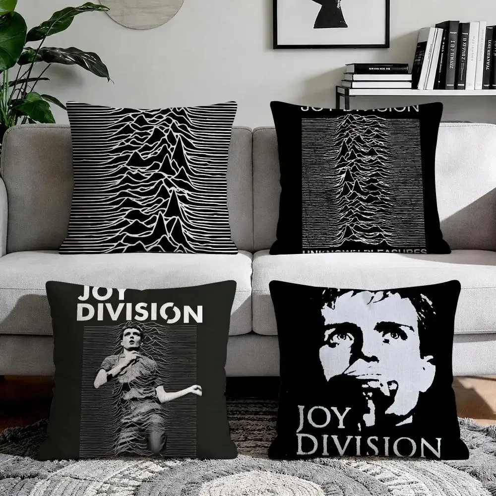 rock band j-Joy Division Retro Cushion Cover Organic Natural Linen Pillowcase with Double Sided Print for Sofa Home Decor Gift