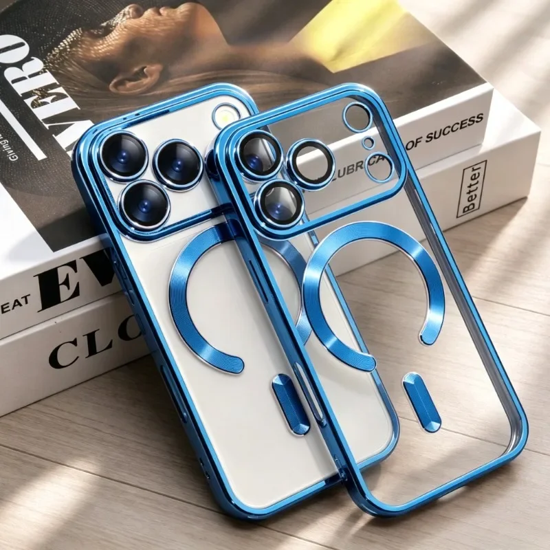 Funda Magnética Transparente de Lujo con Recubrimiento para iPhone 17 Pro 16 18 Pro Max 16 15 14, Protector de Lente para iPhone 15 13 16 Pro Max