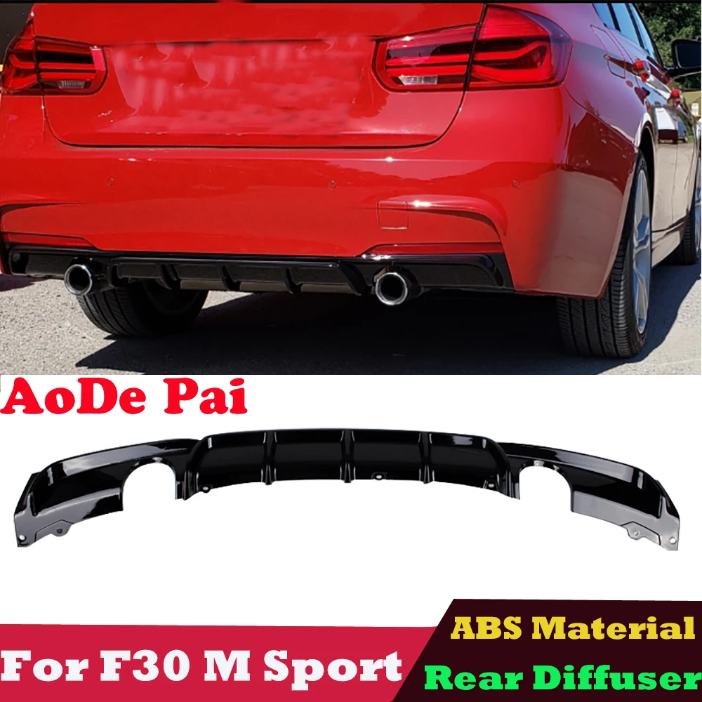 

Dual Exhaust Tips Rear Bumper Diffuser Lip For BMW 3 Series F30 F31 M Sport M-Tech ABS Material Glossy Black