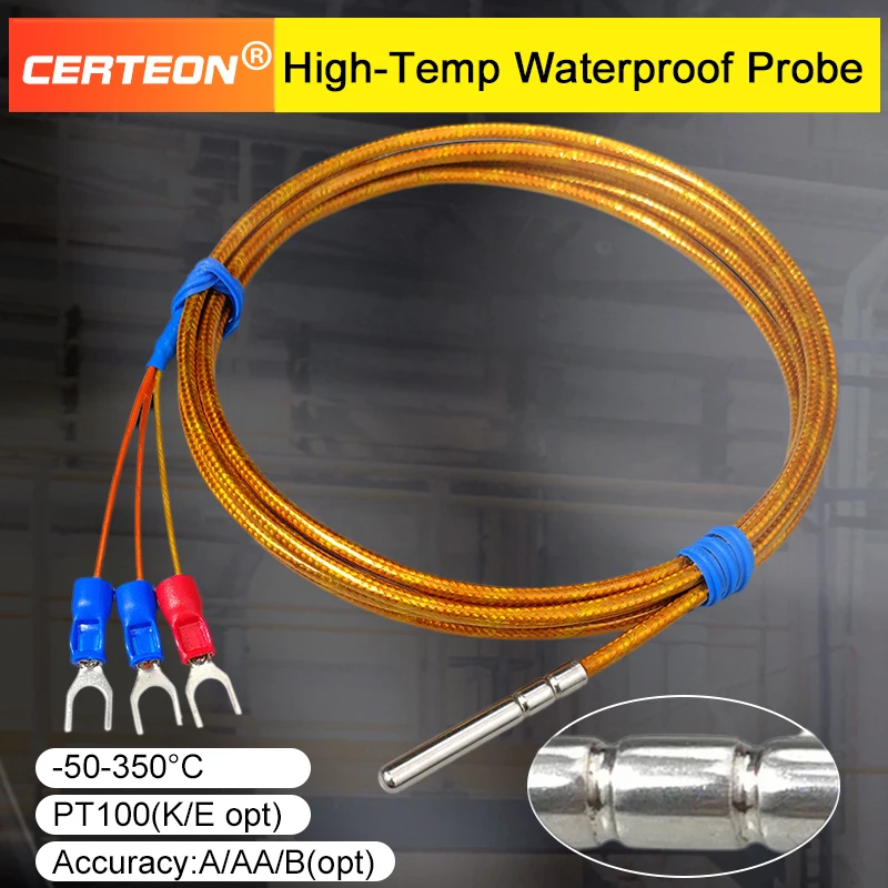 PT100 Temperature Sensor Waterproof High Temperature Probe 350°C Industrial RTD Platinum Resistance Measurement Sensor