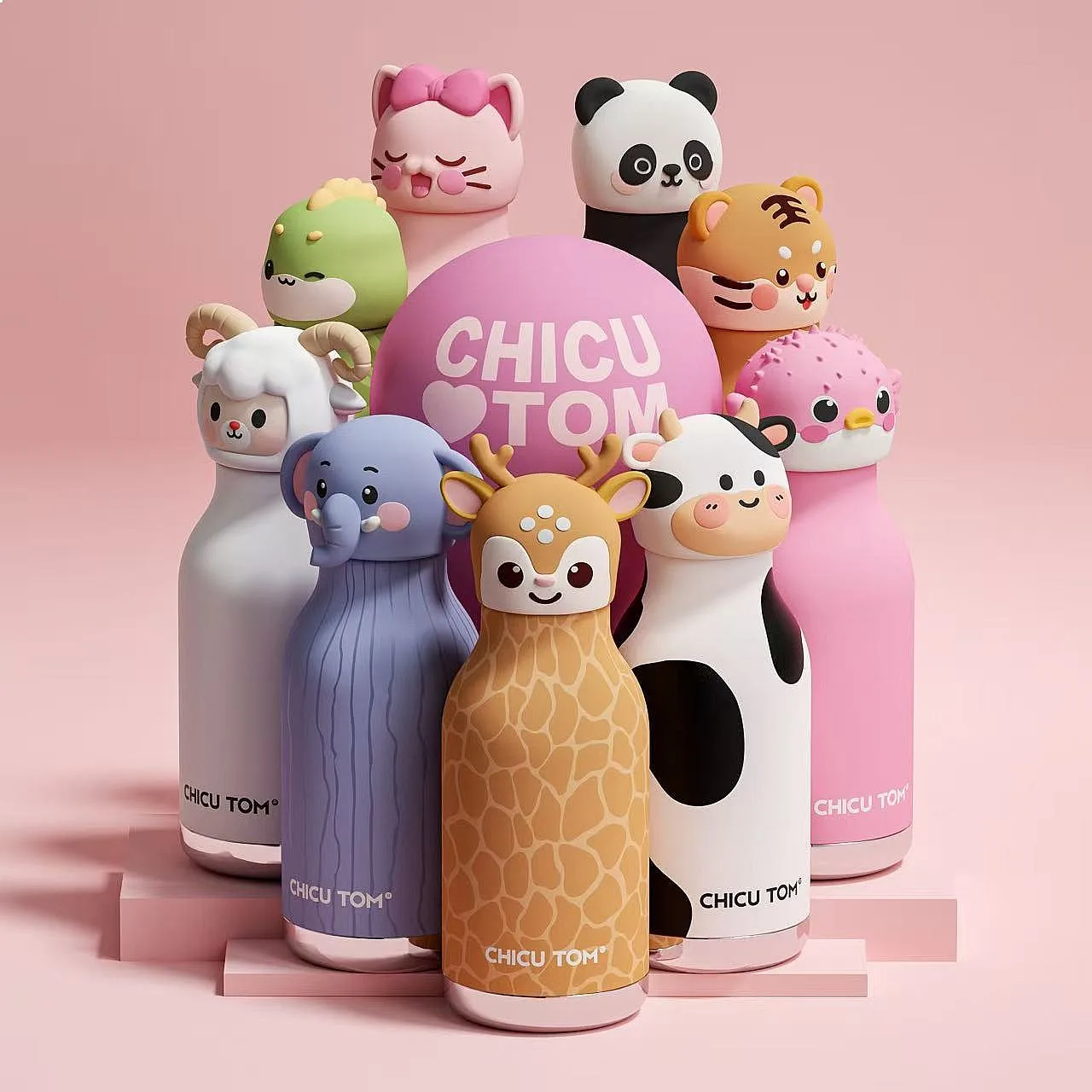 Cute Animal Head Straw Ceramic Insulated Mug High Appearance Portable Anti Drop Water Cup For Girls Students Travel Gift