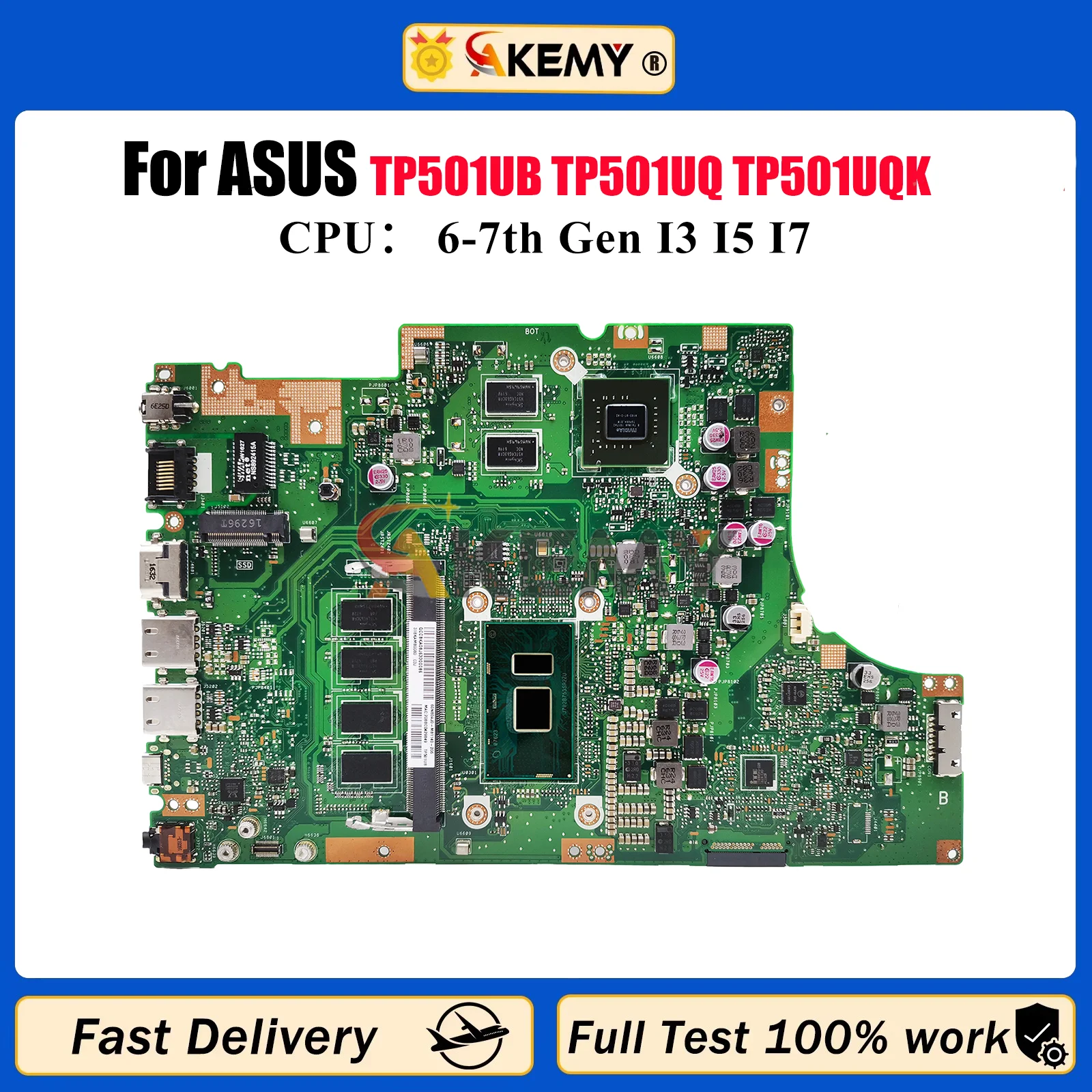 

TP501UB Laptop Motherboard For ASUS VivoBook Flip TP501U TP501UB TP501UQ TP501UQK Mainboard With I3 I5 I7 CPU 100% tests OK stk