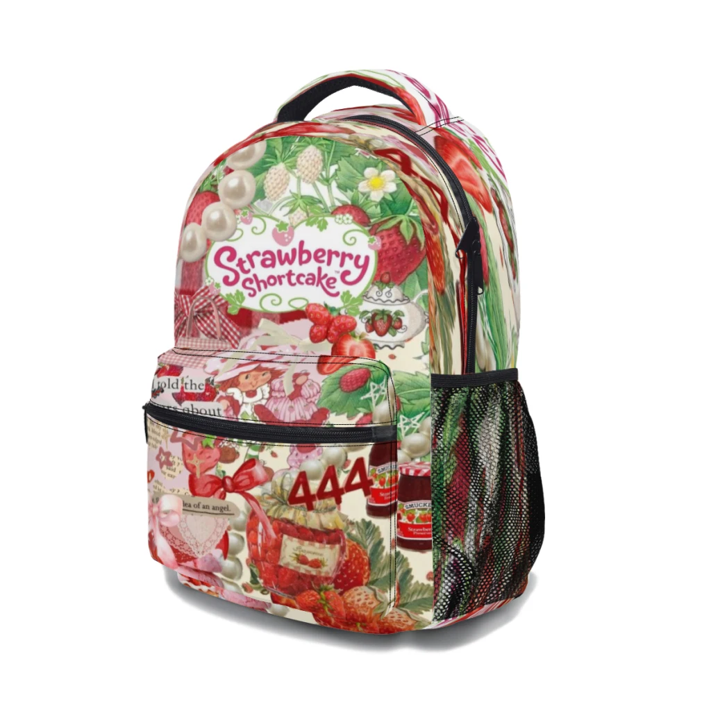 STRAWBERRY-Large Capacity Cartoon Backpack para meninos, bonito, escola, estudante, 17"