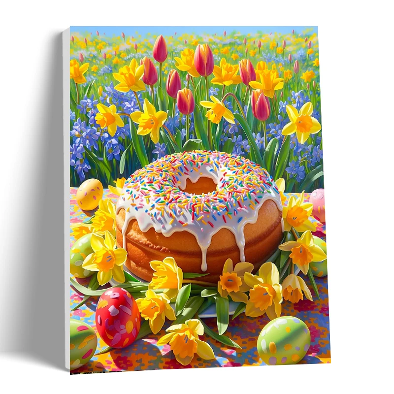 

CHENISTORY Painting By Numbers Sweet Donut Tulip Drawing On Canvas Hand Painted Paintings DIY Pictures By Number Home Decor