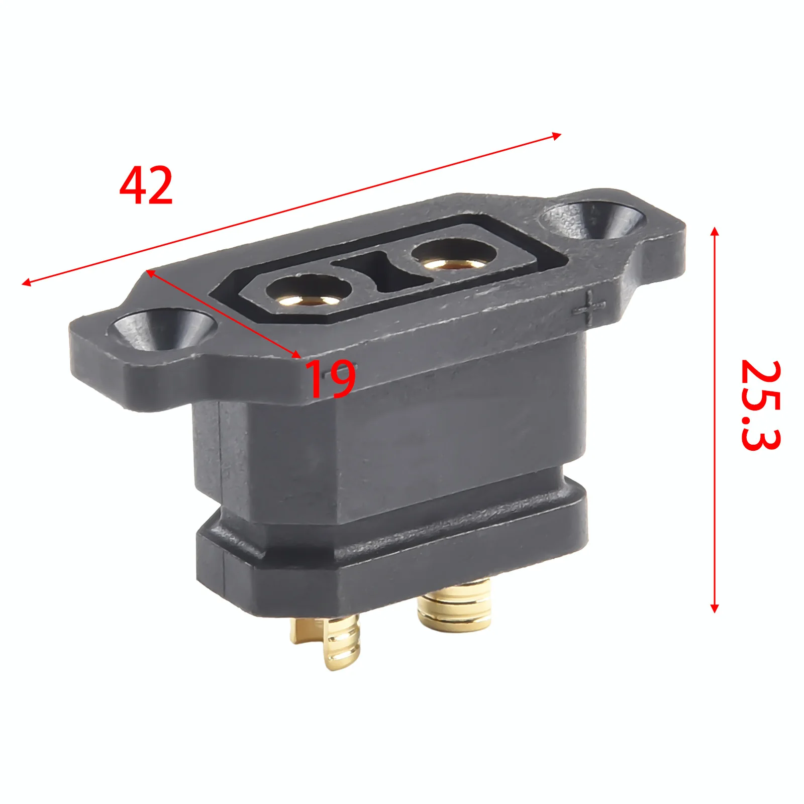 XT90E-F Lithium Battery Charging Port Plug DC 500V 30A Fixed Base Electric Vehicle Connector 42*25.3*19mm Electrical Equipment