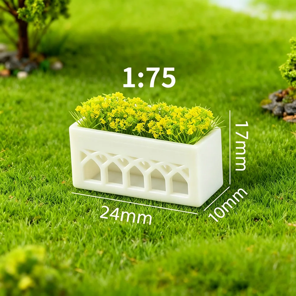 Simulations-Mini-Blumenbeet-Modell im Maßstab 1:75, Pflanzkasten, Blumensträucher, DIY Stadtstraßen-Garten-Layout-Materialien, Diorama, 3 Stück/Set – Detail 3