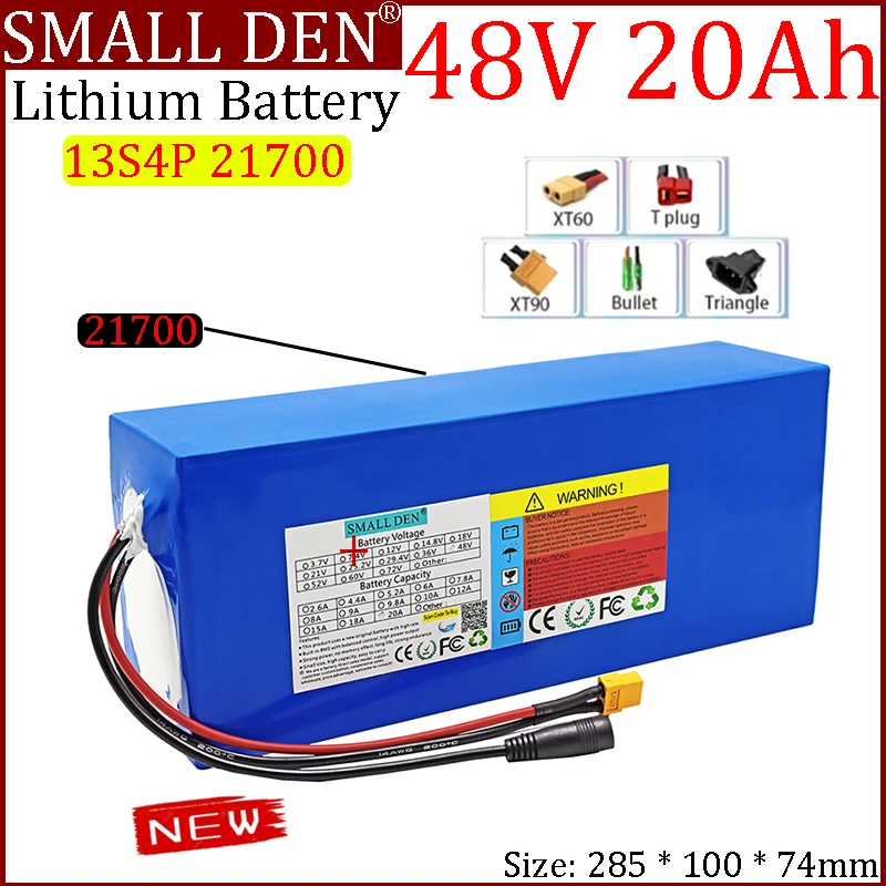 NEW 48V 20Ah 21700 13S4P lithium battery pack built-in 30A BMS 1500W high power 54.6V electric bicycle scooter battery