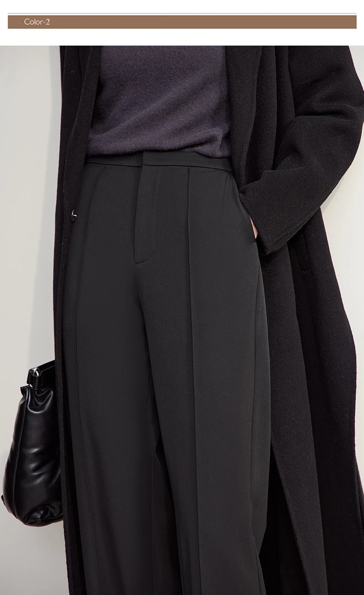 AMII Women Pants 2025 Winter Minimalist Solid Color Commuter Office Ladies Pants Versatile Casual Woven Woman Trousers 12524070
