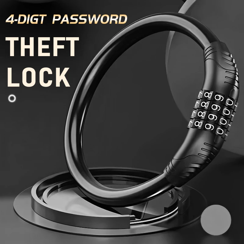 High-Security 4-Digit Bike Lock - Reinforced Steel Cable for