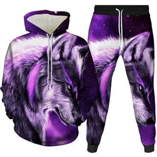 3D Animal Wolf Print Hoodies sets Sweatshirts Pants Sets Casual Men\'s Clothing Oversize Hoody Spring And Autumn Men Tracksuit