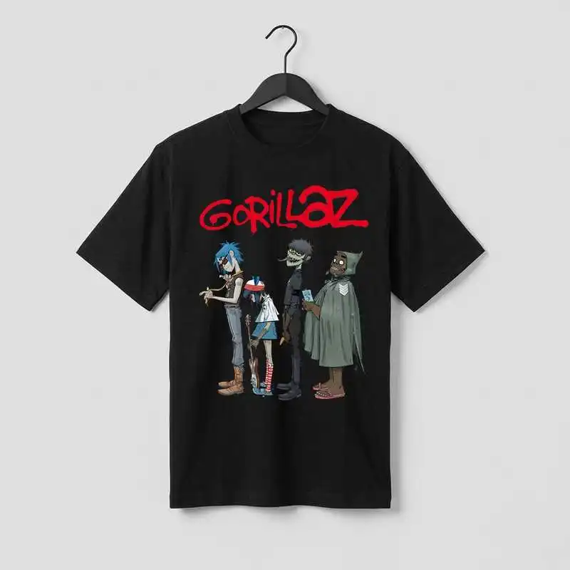 Gorillaz Virtual Band 2D Noodle Russel Graphic T-Shirt Vintage Rock Music Print Short Sleeve Unisex Streetwear Tee Y2K Clothes