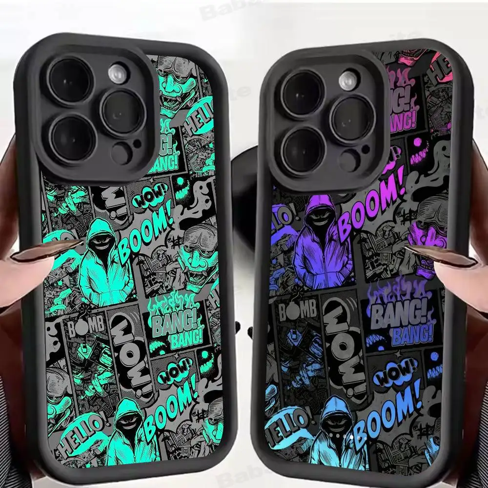 Graffiti Cool Art Silikon-Handyhülle für iPhone 17, Air 17, 16, 15, 14, 13, 12, 11 Plus Pro Max, stoßfeste Softcover