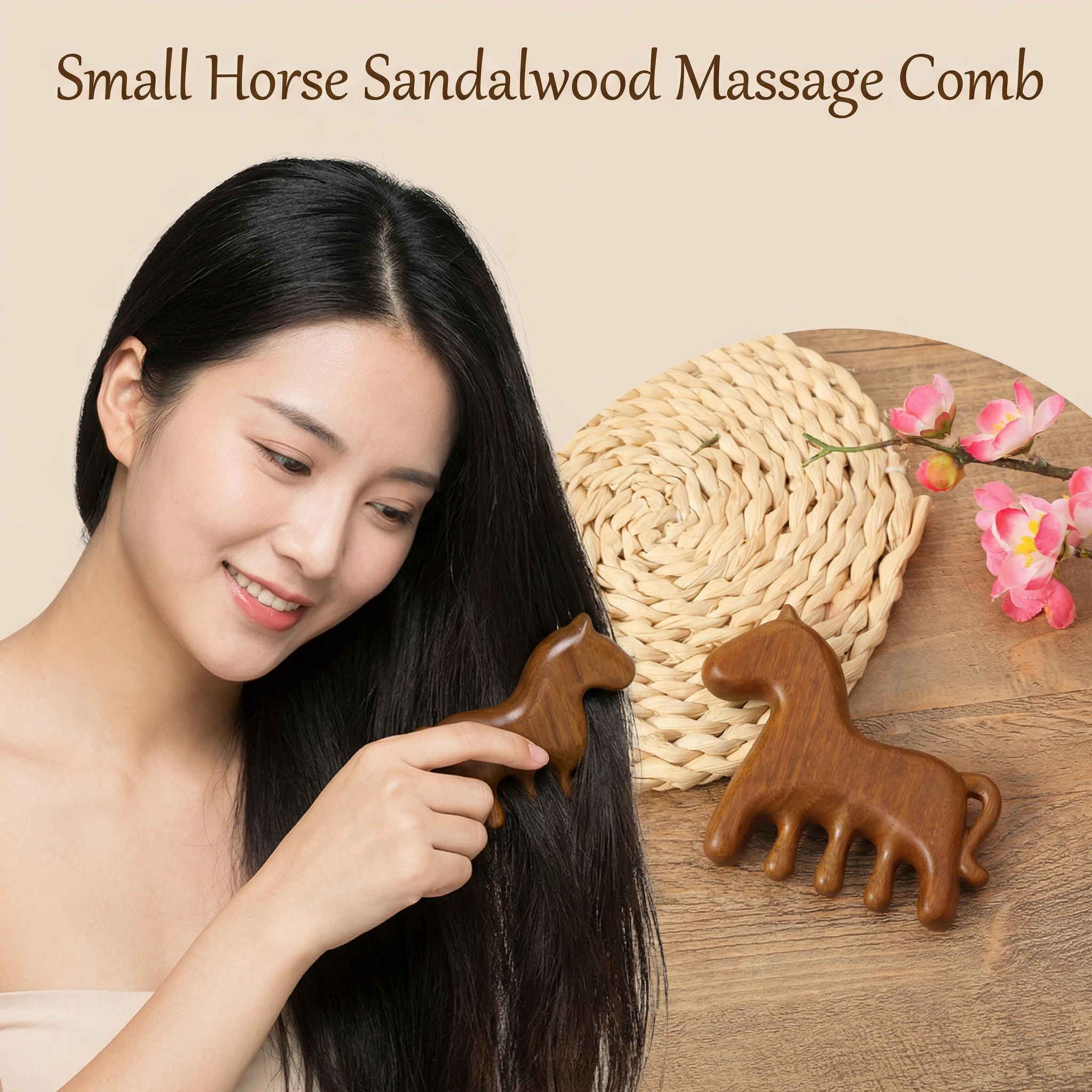 1 PC New Little Horse Wooden Massage Wood Massager Comb Scalp Massager Scalp Hair Comb Tools
