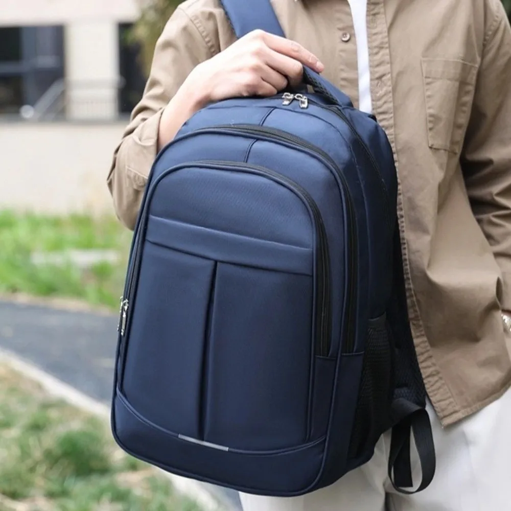 Solid Color Men Business Backpack Large Capacity Multi Layer Student School Bags Lightweight Black Men Laptop Backpack Sports