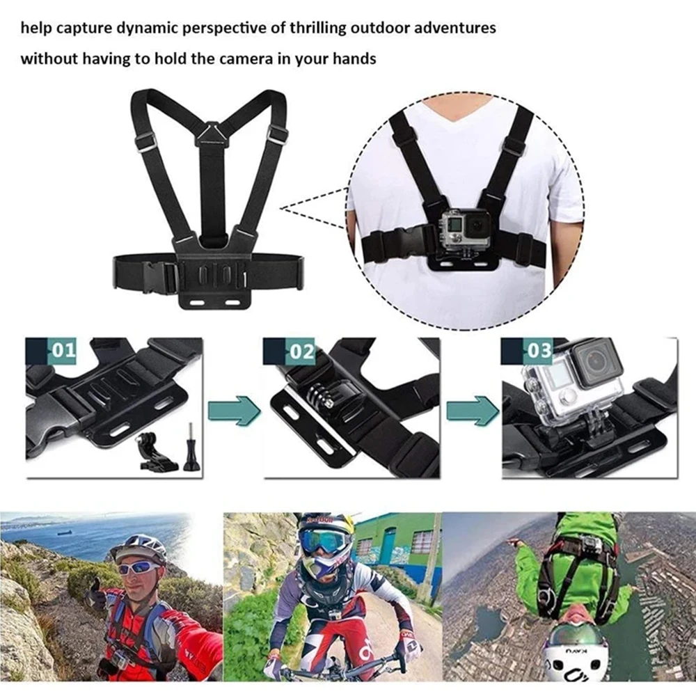 Head Chest Strap Mount Selfie Stick Buoyancy Stick Suction Cup For GoPro SJCAM AKASO Insta360 Osmo Action Camera Accessories Set