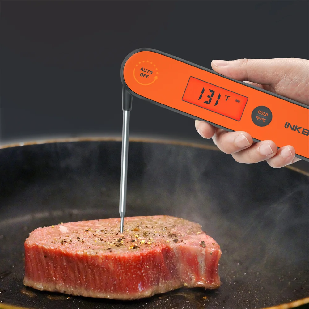 INKBIRD Household bbq Thermometer IHT-1P and Storage Box Waterproof Rechargeable Thermometer with Backlight&Probe For BBQ Grill