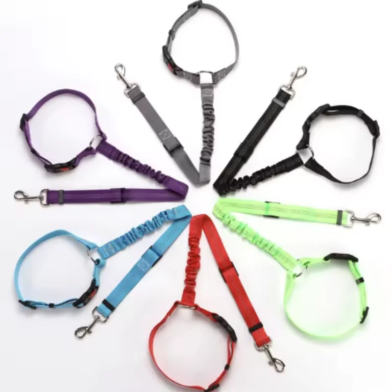 Adjustable Pet Dog Car Seat Belt with Reflective Stretchable Nylon Strap Leather Strap Loop for Dogs view 2