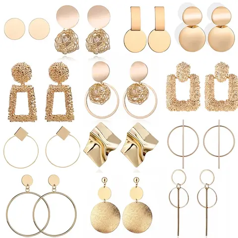 Big Geometric Round Earrings for Women HYFAD