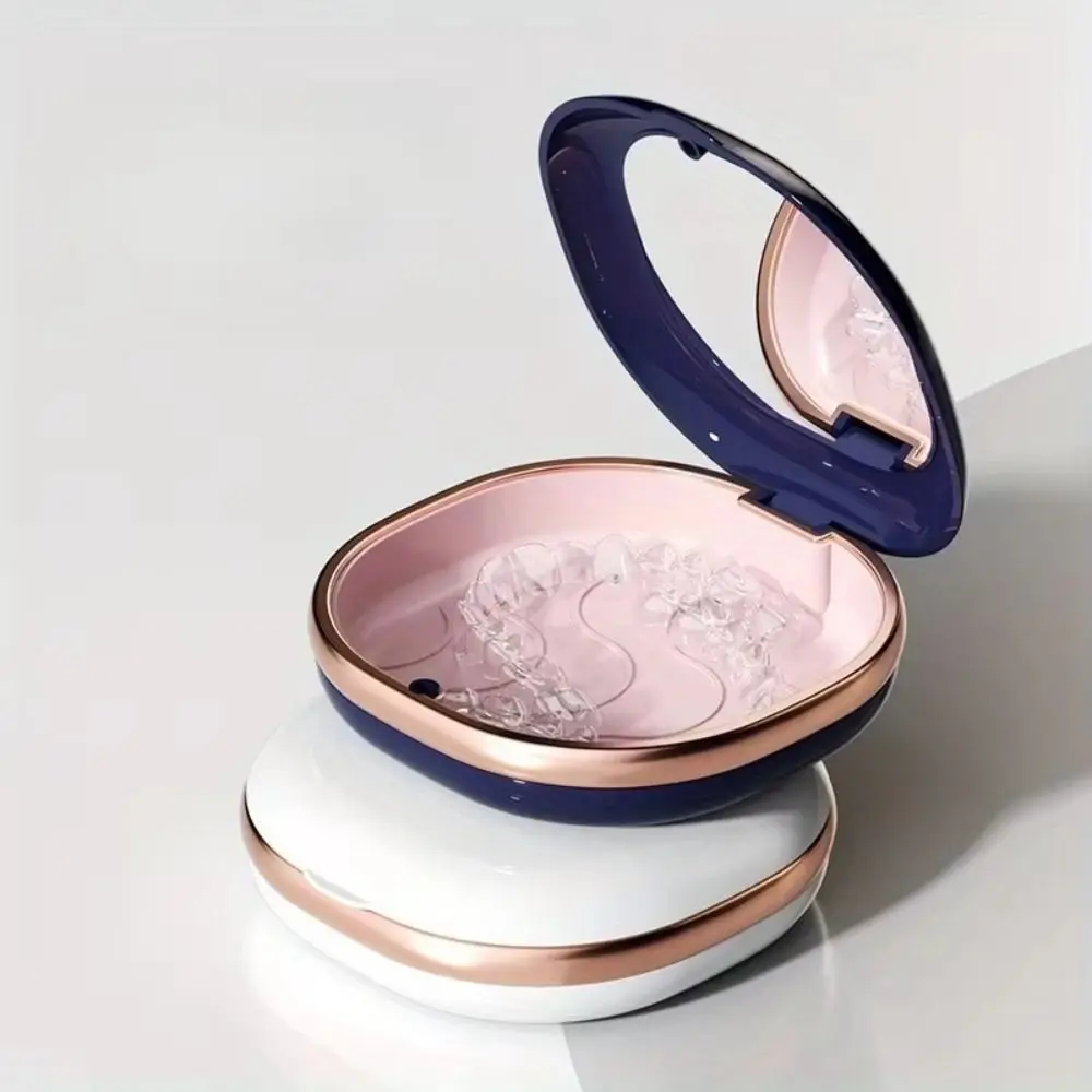 Portable Braces Case Magnetic Snap with Mirror Dental Retainer Box Easy To Clean Slim Design Aligner Container Home Use