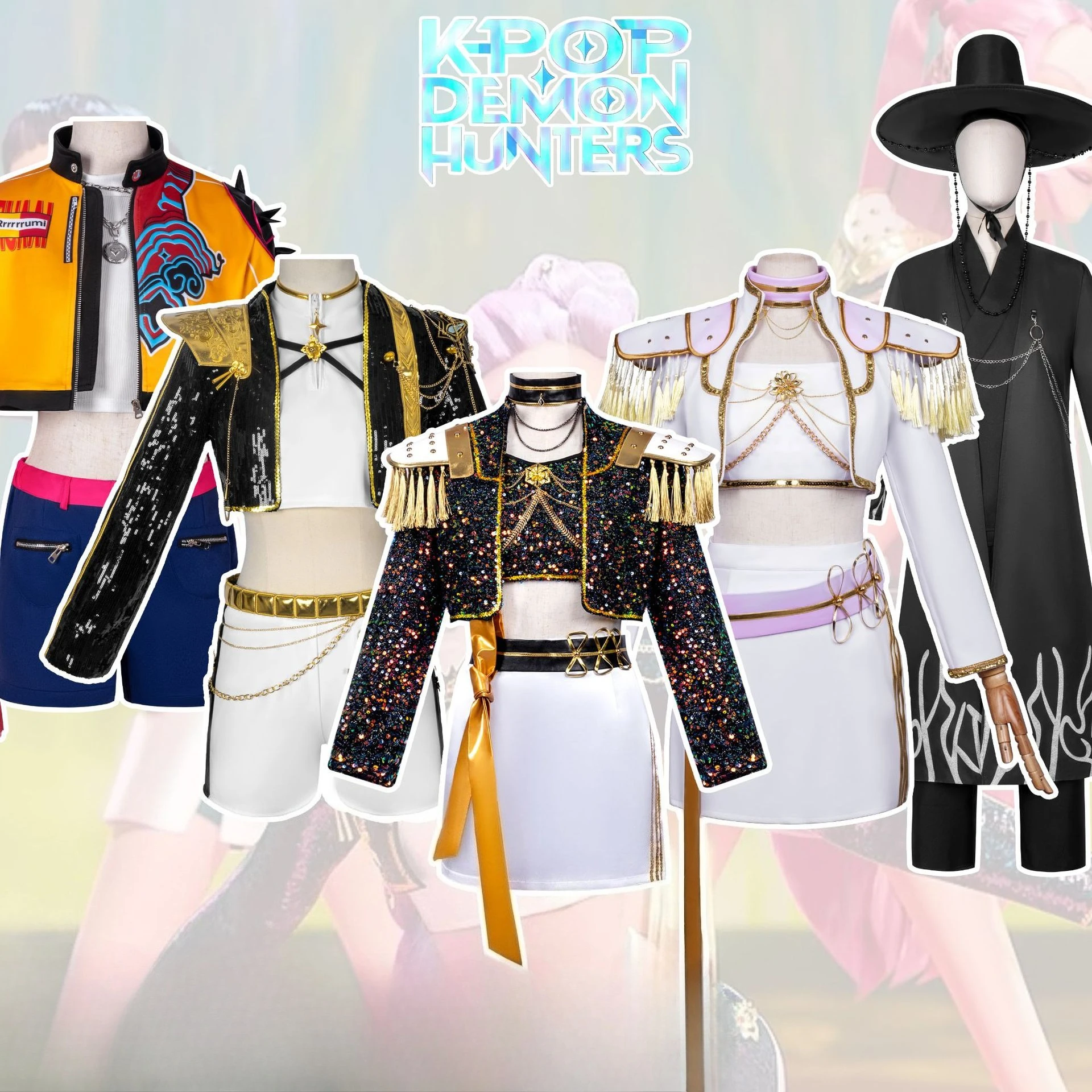 

KPop Demon Hunters Boy and Girl Cosplay Costume Zoey Rumi Mira Saja Boys Halloween Cosplay Outfit Anime Idol Party Stage Clothes