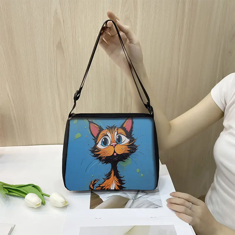 Cute Animal Cat Dog Highland Cow Print Shoulder Bag Women Handbags Ladies Crossbody Bag Casual Clutch Messenger Bag