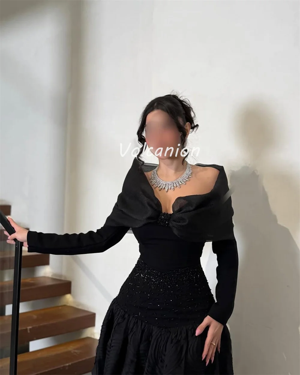 Moda personalizzata squisita organza che borda piega strass fiocco abito da ballo poretrait abiti lunghi abiti da occasione su misura sexy