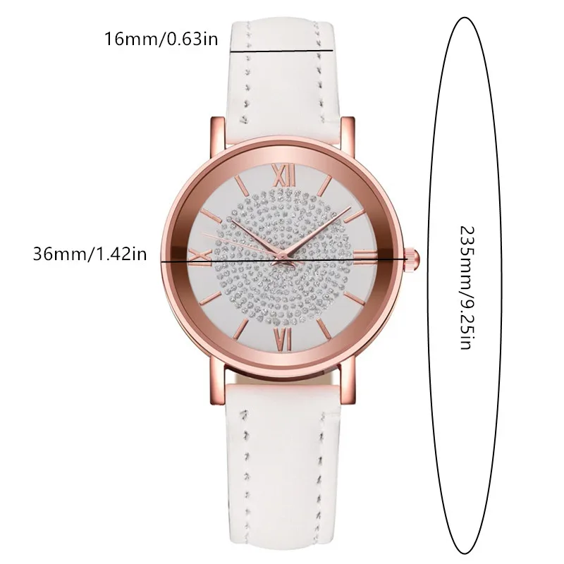 Rhinestone Decor Quartz Watch Round Pointer Minimalist Roman Numeral Electronic Wristwatch For Women Men's Gift