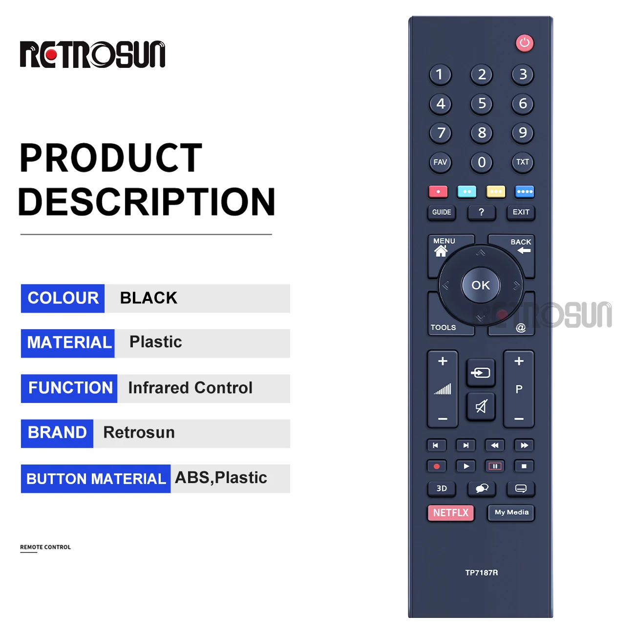 Tp7187r-p1 التحكم عن بعد للتلفزيون ، جديد استبدال جزء للتلفزيون ثلاثية الأبعاد ، rc3304807/01 ، tp7187r-p1