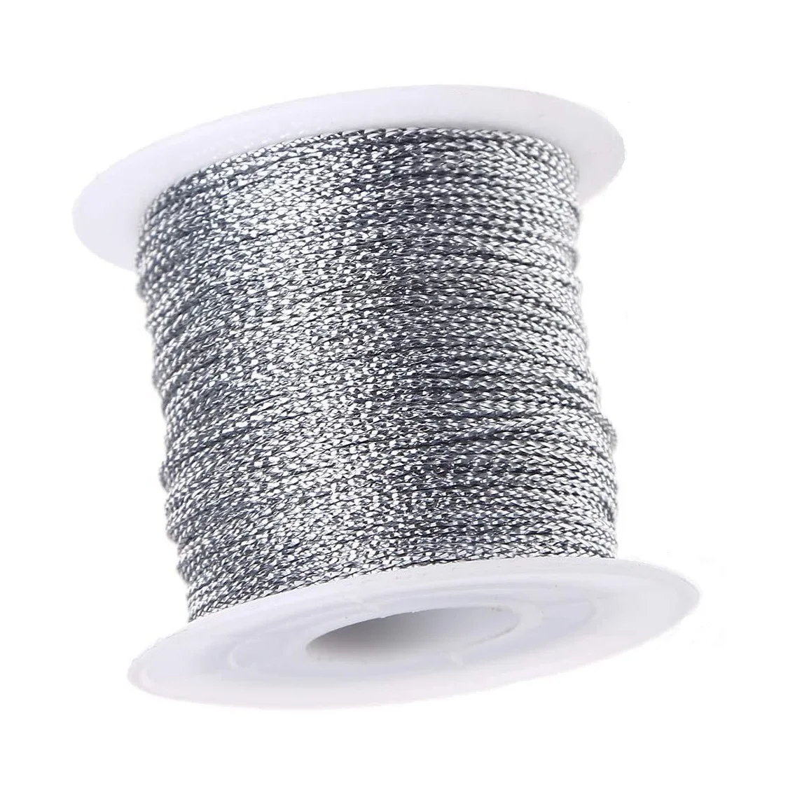 

Silver Metallic Tinsel String Cord 1mm Non Stretch Thread for Ornament Hanging Gift Wrapping Craft Making