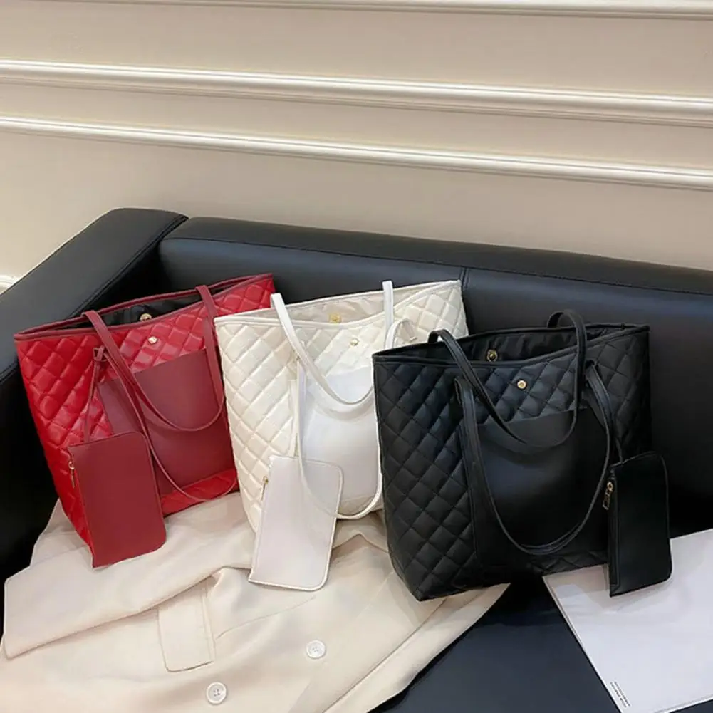 Kobiety duże torby na ramię z torebką pikowana Faux Leather o dużej pojemności Pure Color pojedyncze torby na ramię torebki bolso mujer suмочки