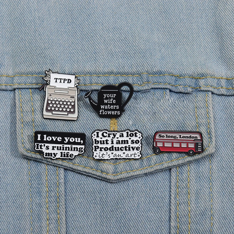 Pop Music Singer Enamel Pins Creative Album Lyrics Metal Lapel Badge Metal Brooches Backpack Hat Accessories Gift for Friends