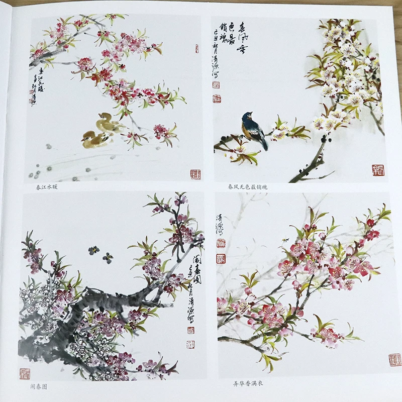 Peony Pomegranate Freehand Painting Tutorial Chinese Ink Painting Skill Detail Book Hibiscus Eagle Peach Blossom Painting Books