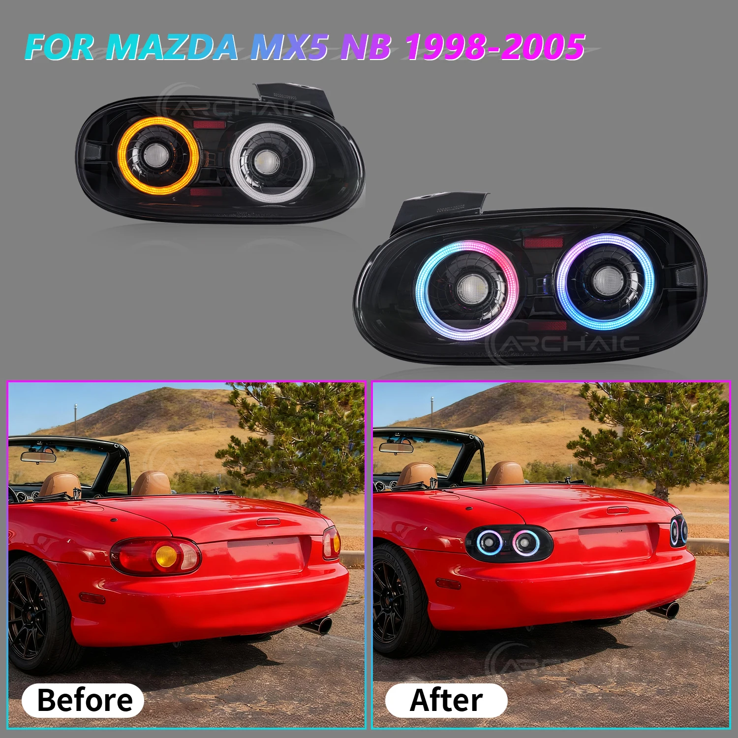 Full LED RGB Taillights Assembly for Miata MX5 NB 1998-2005 New Sequential Indicator APP Control Plug and Play