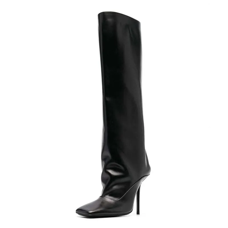 Spring New Fashion Thin Heel Square Head Knee Length Boots Sexy Charming Slimming European American Large Size Women's Shoes