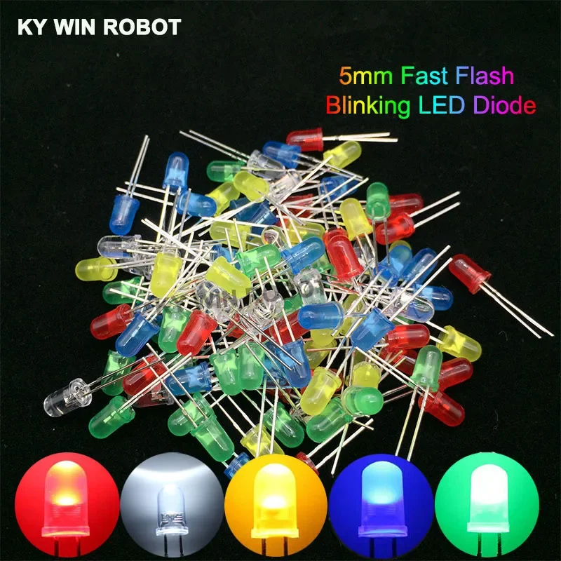 

50pcs 5mm White Green Red Blue Yellow Light-Emitting-Diode Automatic Flashing LED Flash Control Blinking 5 mm LED Diode 1.5HZ