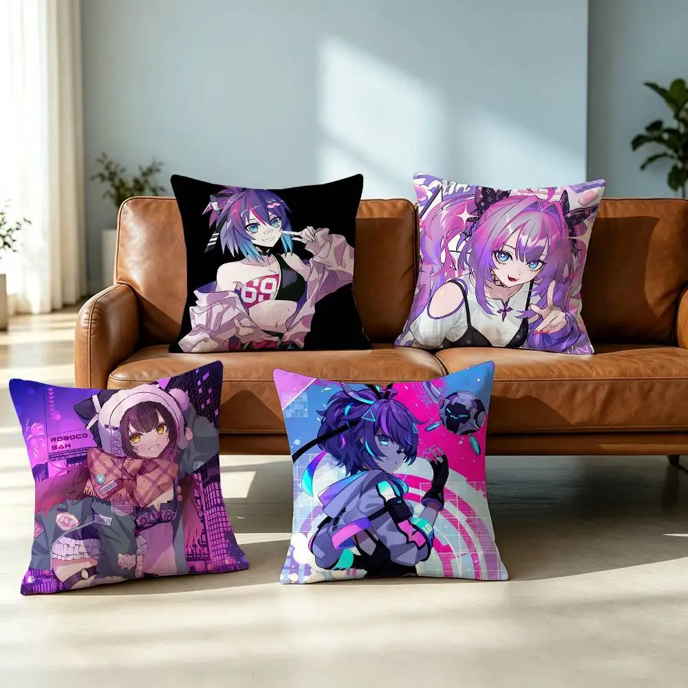Vtuber P-Projekt M-Melody Pillow Case Square Double-Sided Sofa Cushion Cover Bedroom Bedside Pillow Gift