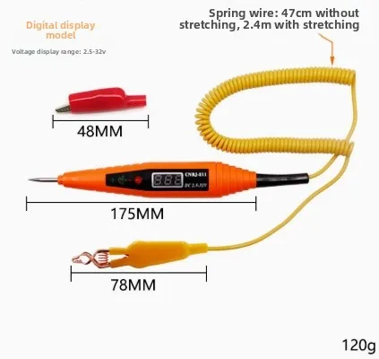 Automotive Digital Test Lamp, Circuit Voltage Detector with LED Real Power & Virtual Power Indicator Circuit Repair Tool