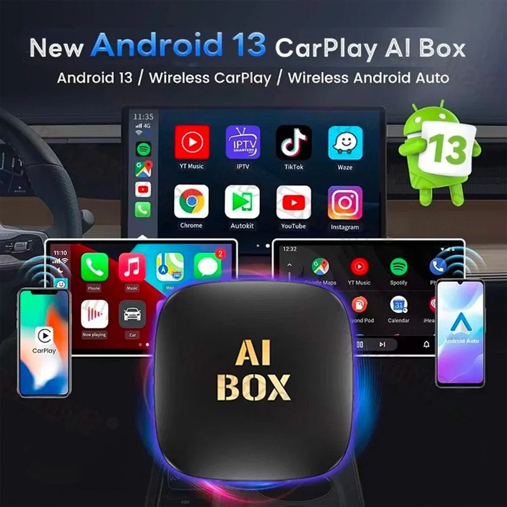 Wireless CarPlay AI box Android Auto WIFI Adapter Converter w/Netflix YouTube