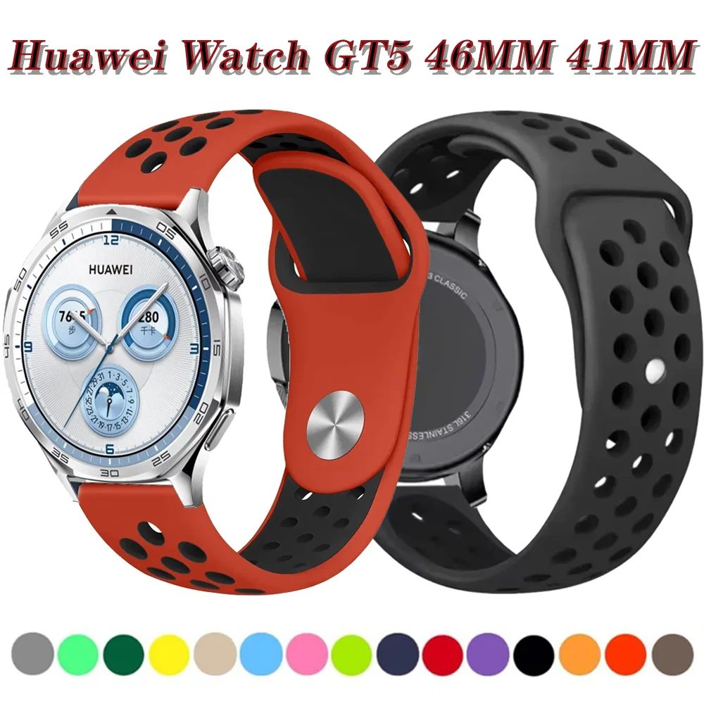 ทูโทน 18 มม.20 มม.22 มม.ซิลิโคนสําหรับนาฬิกา Huawei GT5/4/3/2e Pro สายรัดข้อมือ Huawei Watch GT5 Pro 42 มม.GT5/4 41 มม.46 มม.เข็มขัด