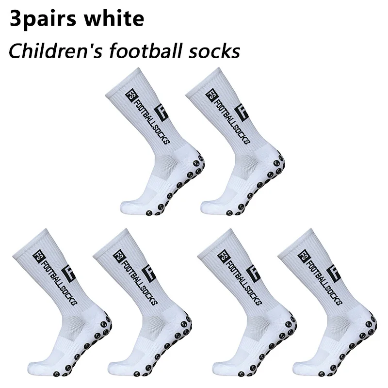 3 pairs New children and youth sports breathable soccer socks square silicone non-slip grip football socks 34-39