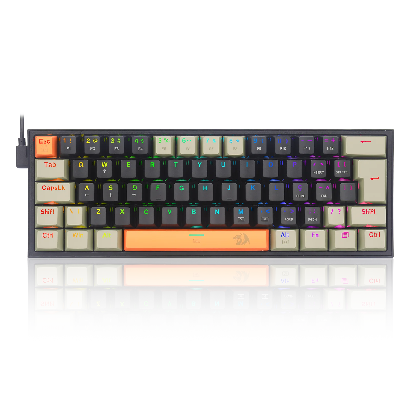 KEYBOARD MECHANICAL GAMER FIZZ RGB ORANGE BLACK AND GRAY SWITCH BROWN