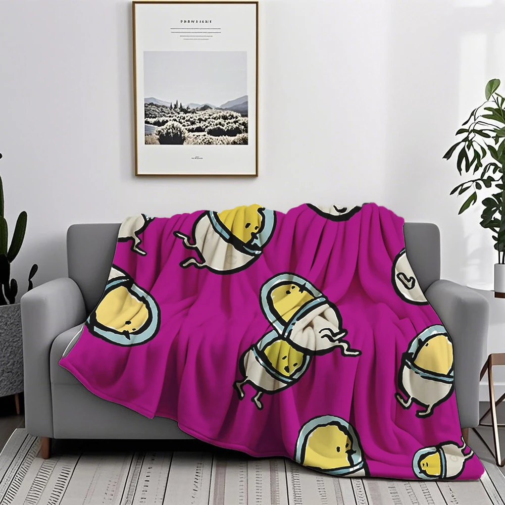 フランネルソフトブランケットスペースひよこ禅デザインフェイクファースローベッドシート超ソフトタッチ抗ピリングブランケットカップル用