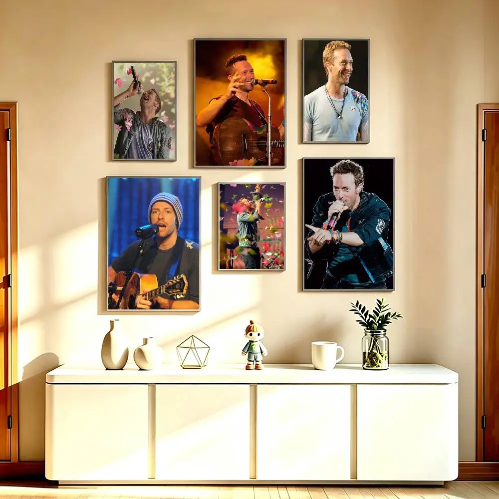 Singer Coldplay-Chris M-Martin  Poster Waterproof Wall Art Sticker For Bar Living Room Vintage Decor High Quality Print Gift