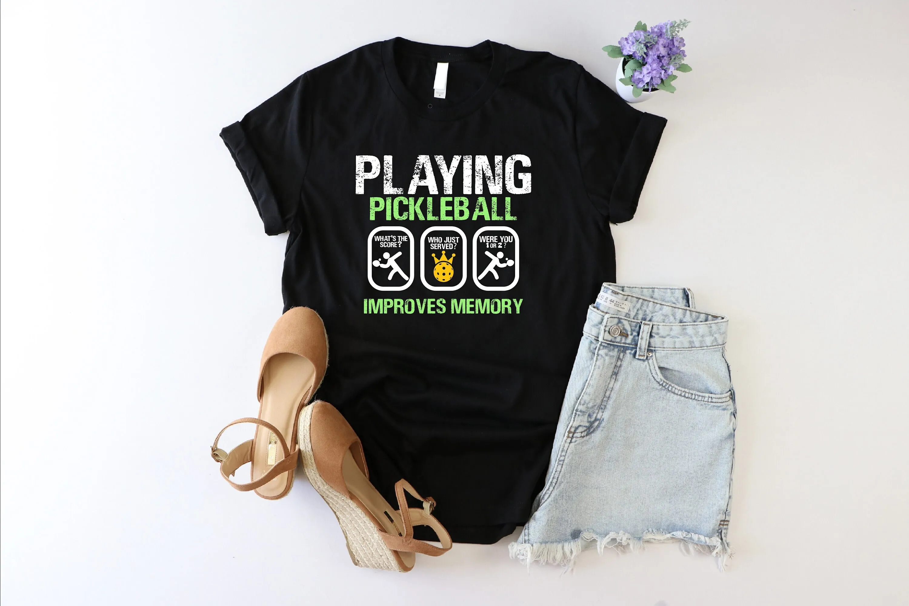 Playing Pickleball Improves Memory T Shirt Pickleballer EnthusiasT Paddle Sports Lover Vibes