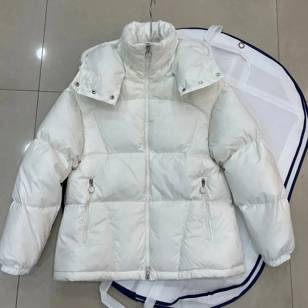 Women's winter jacket Velvet stitching removable Hooded leisure keep warm coat 90% white goose down Includes NFC and dust bag