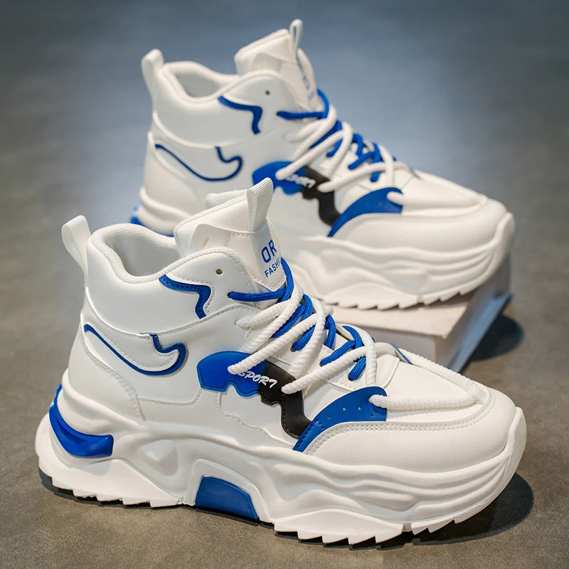 

High Top Pu Leather Sneakers Fashion Anti Slip Popular Goods for 2025 Autumn Athletic Men's Casual Shoes Footwear Outdoor Boots